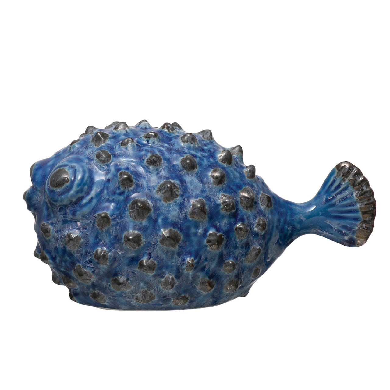 Hello Honey® 4.5" Blue Stoneware Puffer Fish Accent